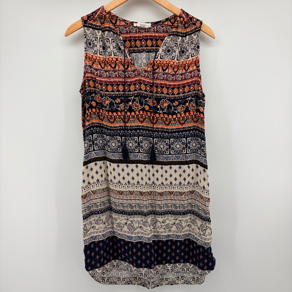 Beachlunchlounge Sleeveless Top Boho Print Tassel V-Neck Women Medium Multicolor